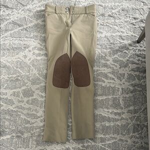 Kids Tan Riding Pants with Brown Patches